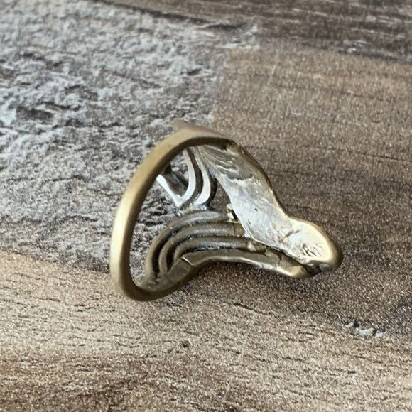 Vintage Brutalist Style Brass Or Bronze Ring Size 6.5 Modernist Sculptural Art - Picture 4 of 15